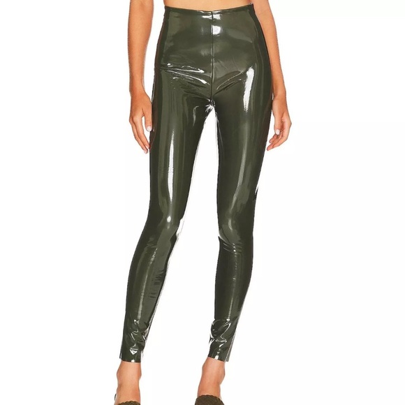 COMMANDO FAUX PATENT LEATHER LEGGINGS IN OLIVE L - Picture 1 of 7